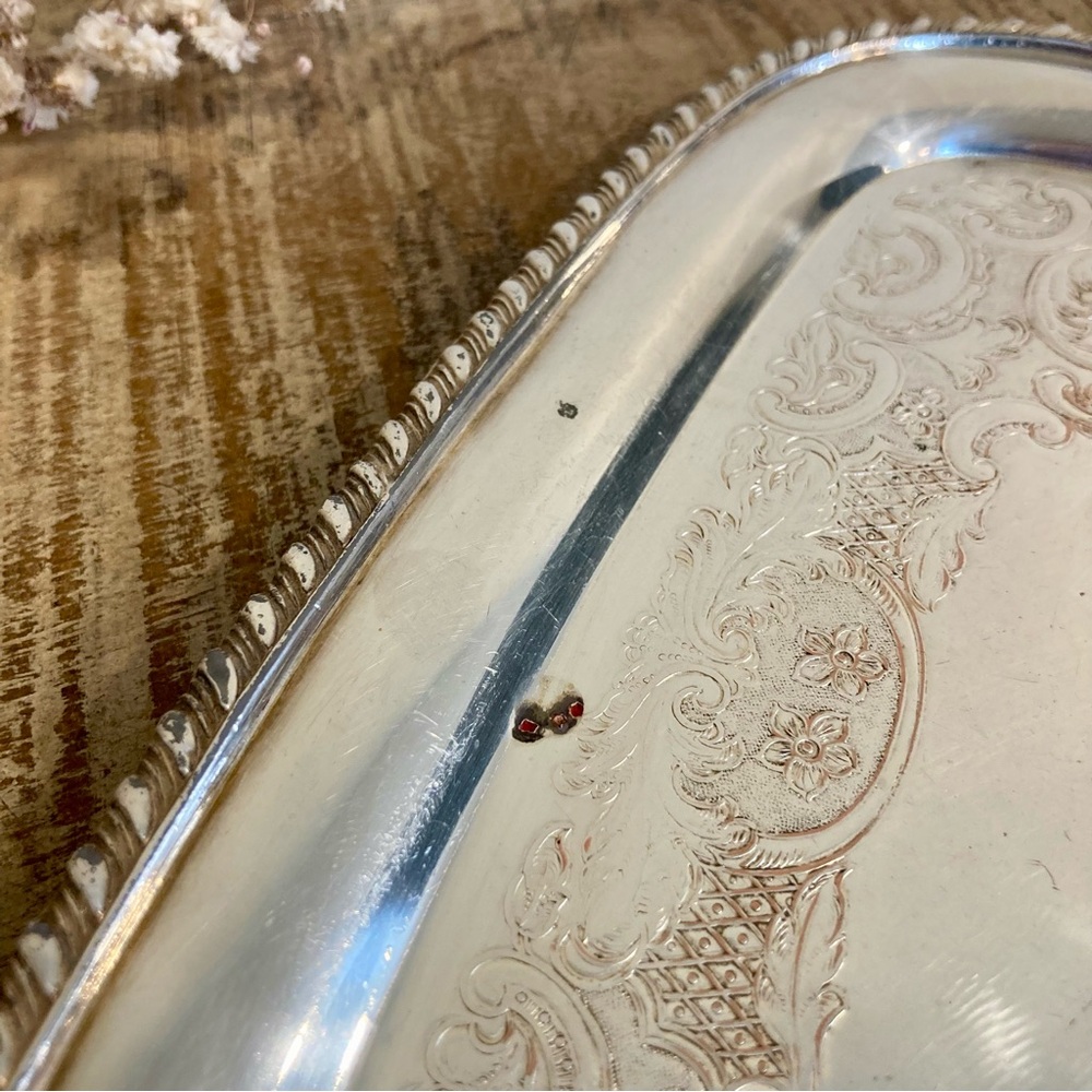 Vintage Silverplate on Copper Small Tray Coronet England E.P. Cottagecore Decor - Picture 6 of 11